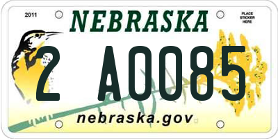 NE license plate 2A0085