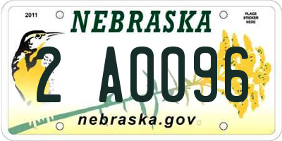 NE license plate 2A0096