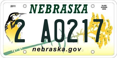 NE license plate 2A0217