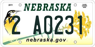 NE license plate 2A0231