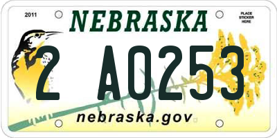 NE license plate 2A0253