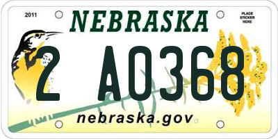 NE license plate 2A0368