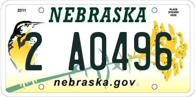 NE license plate 2A0496
