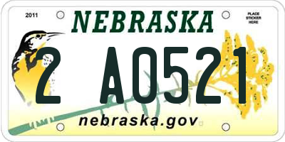 NE license plate 2A0521
