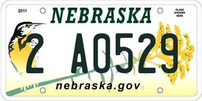 NE license plate 2A0529