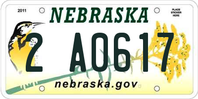 NE license plate 2A0617