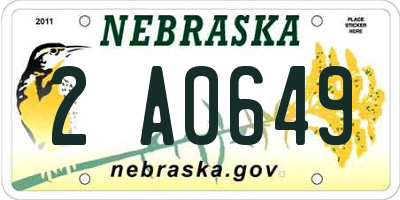 NE license plate 2A0649