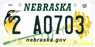 NE license plate 2A0703