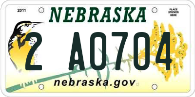 NE license plate 2A0704