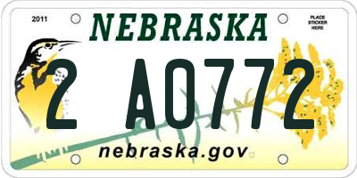 NE license plate 2A0772