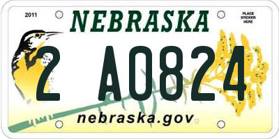 NE license plate 2A0824