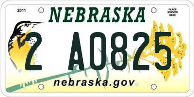 NE license plate 2A0825