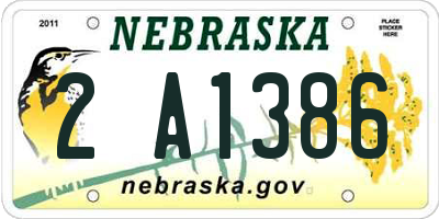 NE license plate 2A1386