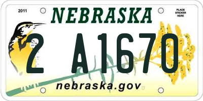 NE license plate 2A1670
