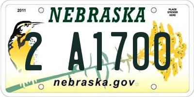 NE license plate 2A1700