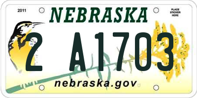 NE license plate 2A1703