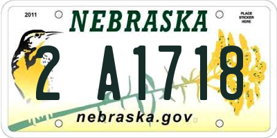 NE license plate 2A1718