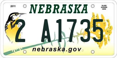 NE license plate 2A1735