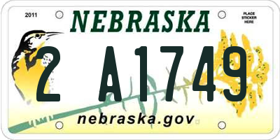 NE license plate 2A1749