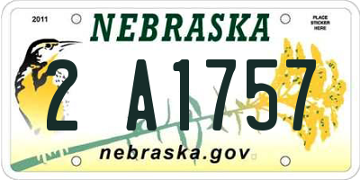 NE license plate 2A1757