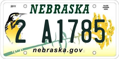 NE license plate 2A1785