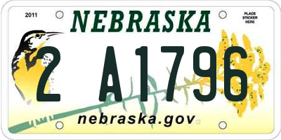 NE license plate 2A1796