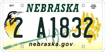 NE license plate 2A1832