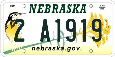 NE license plate 2A1919