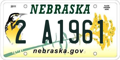 NE license plate 2A1961