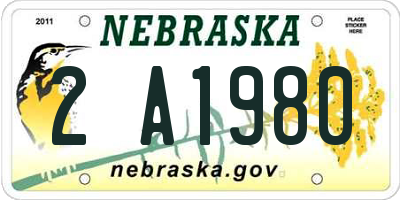 NE license plate 2A1980