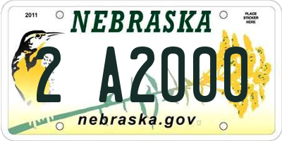 NE license plate 2A2000
