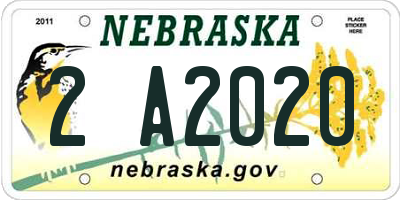 NE license plate 2A2020