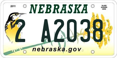 NE license plate 2A2038