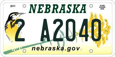 NE license plate 2A2040