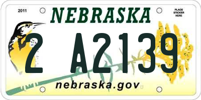 NE license plate 2A2139