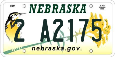 NE license plate 2A2175