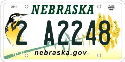 NE license plate 2A2248