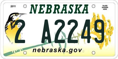 NE license plate 2A2249