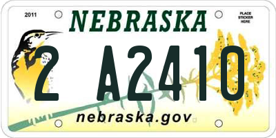 NE license plate 2A2410