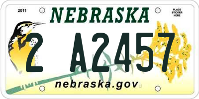 NE license plate 2A2457