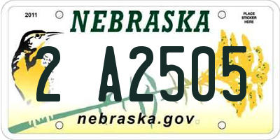 NE license plate 2A2505