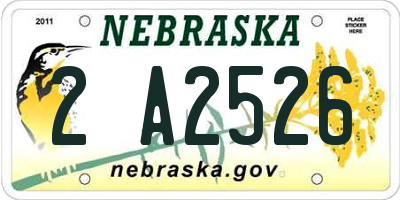 NE license plate 2A2526