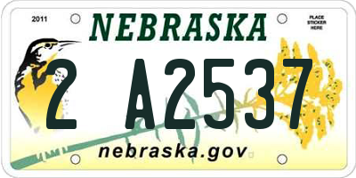 NE license plate 2A2537