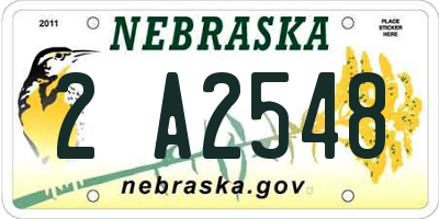 NE license plate 2A2548