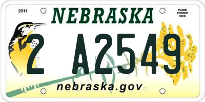 NE license plate 2A2549
