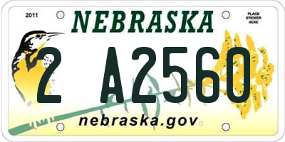 NE license plate 2A2560