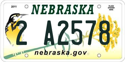 NE license plate 2A2578