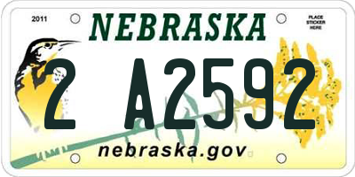NE license plate 2A2592