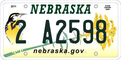 NE license plate 2A2598