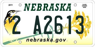 NE license plate 2A2613